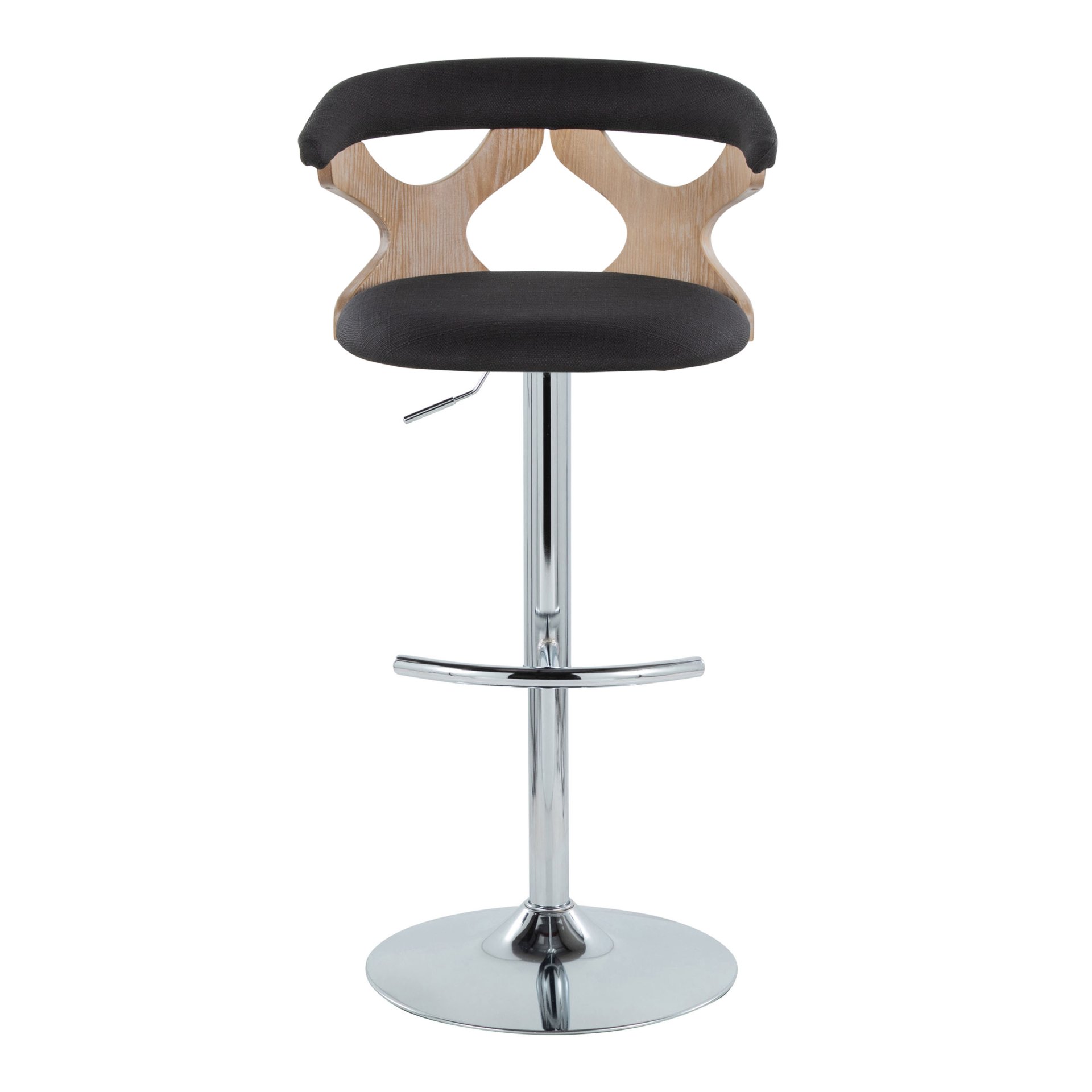 Gardenia - Contemporary Adjustable Barstool With Swivel With Rounded T Footrest (Set of 2) - Chrome / White Washed / Charcoal - Image 5