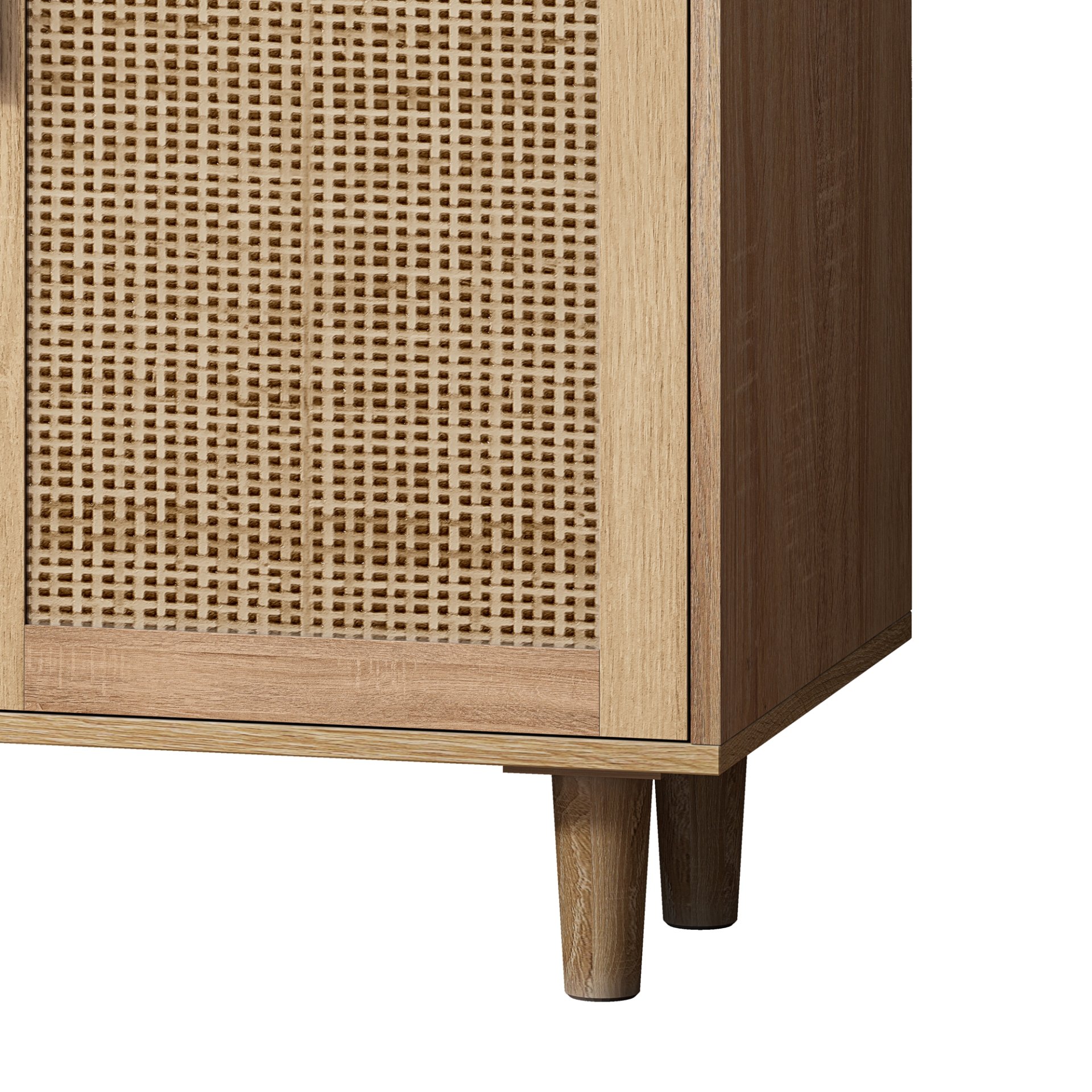 Elegant And Functional 4 Door Rattan Decorative Storage Cabinet For Bedroom, Living Room, Office - Natural - Image 11