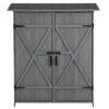 Outdoor Storage Shed With Lockable Door, Wooden Tool Storage Shed With Detachable Shelves & Pitch Roof - Gray - Image 17