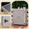 Rustic Cedar Wood Potting Bench With Storage Cabinet And Metal Top For Outdoor Patio - Gray - Image 4