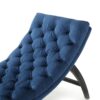 Elegant Tufted Chaise Lounge With Curved Design - Antique Navy Blue - Image 8