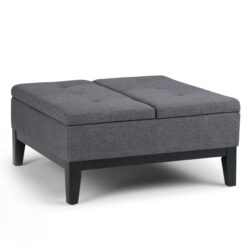 Dover - Square Coffee Table Storage Ottoman - Slate Gray
