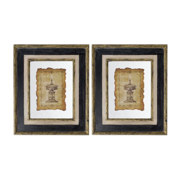 Lucian - Framed Antiqued Sculpture Print (Set of 2) - Multicolor
