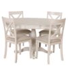 Modern Dining Table Set For 4, Round Table And 4 Kitchen Room Chairs, 5 Piece Kitchen Table Set For Dining Room, Dinette, Breakfast Nook - Antique White - Image 9