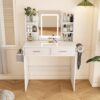 Elegant LED Mirror Vanity Dressing Table With Adjustable Lights, Drawers & Storage - White - Image 2