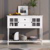 Hearth & Haven Stella - Buffet Storage Cabinet With Bottom Shelf - White - Image 4