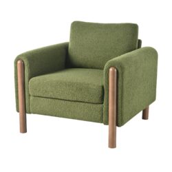 Oversized Accent Chair, Curved Armrests, Spacious Seating For Living Room Or Bedroom - Green