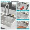 33" Waterfall Kitchen Sink With Pull Out Faucet & Cup Washer, Stainless Steel Ledge Workstation - Antique White - Image 6