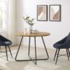 Modern Curved X Base Round Dining Table - English Ash - Image 7