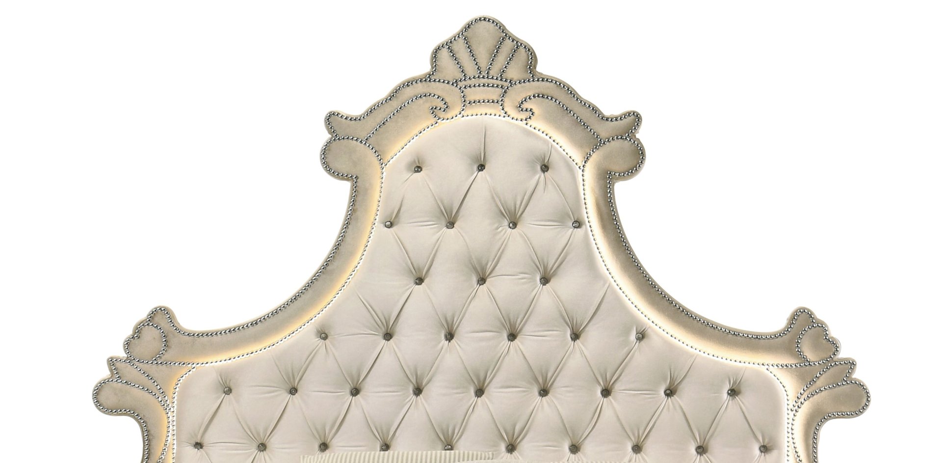 Lucienne -Queen Bed Velvet With LED - Beige - Image 9
