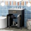 Bathroom Vanity Combo With Ceramic Sink, Luxurious Space-Saving Vanity, 2 Soft Close Doors - Black - Image 5