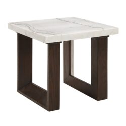 Edwyn - Natural Marble Top End Table - White
