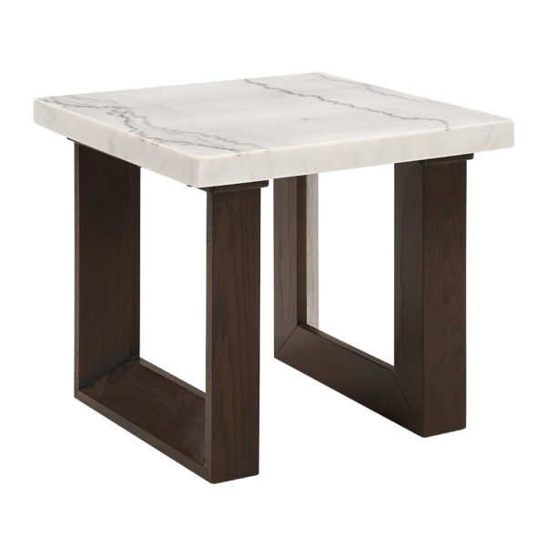 Edwyn - Natural Marble Top End Table - White