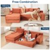 L Shaped Sectional Couch With Memory Foam & Steel Frame Convertible Sofa Bed - Orange - Image 8