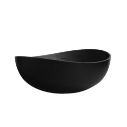 63" Freestanding Solid Surface Soaking Bathtub For Bathroom - Black