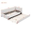 Twin Size Sofa Bed Upholstered Daybed With Trundle Frame No Box Spring Needed, Linen - Beige - Image 13