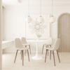 Mid Century Round Dining Table With Table Top & Pedestal Base For 2 - 4 People - White - Image 9