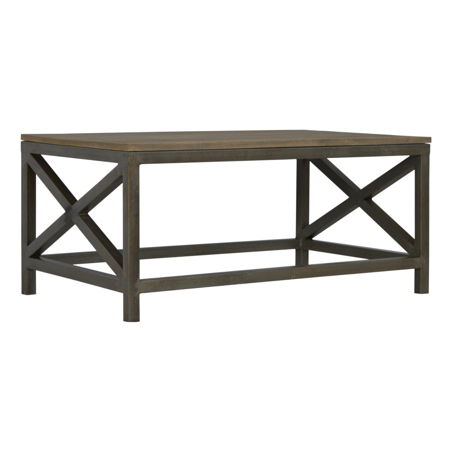 Industrial Cross Metal Coffee Table - Pewter - Image 4