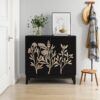 Vintage Carved Buffet Cabinet With Adjustable Shelves, Wooden Decorative Sideboard - Black - Image 2