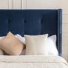 Peyton - Queen Bed Upholstered With High Headboard, Traditional Hand Buttoned Tufting - Blue - Image 7
