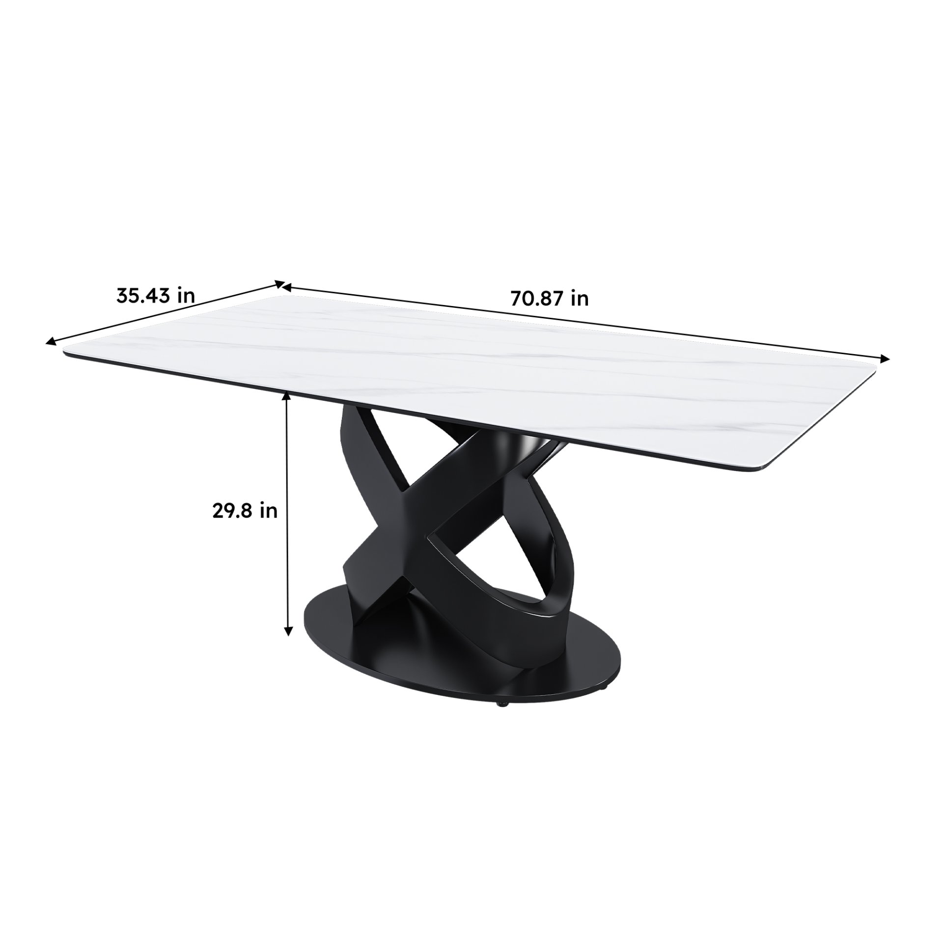 Rectangular Dining Table - Black / White - Image 3