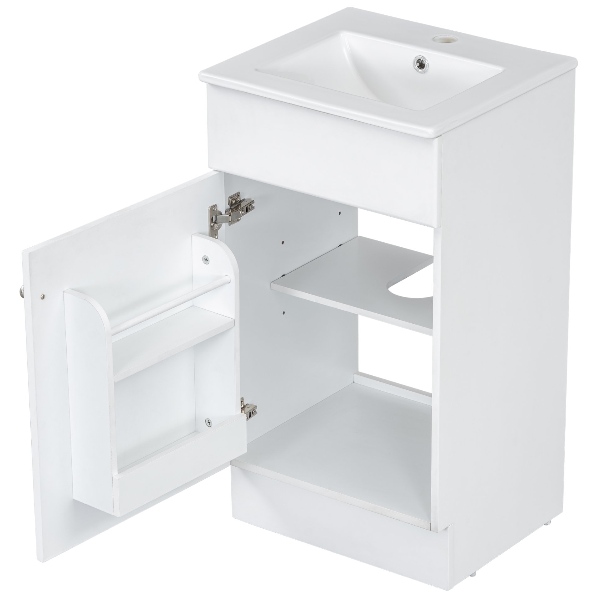 18" Bathroom Vanity With Sink, & Ceramic, Adjustable Shelf - White - Image 13