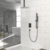 Ceiling Mounted Square Shower System With Adjustable Slide Bar, 16" Rainfall Shower With Handheld - Matte Black - Image 2