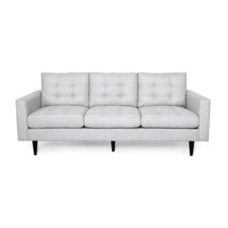 Jenny - Contemporary Tufted Fabric 3 Seater Sofa - Light Gray