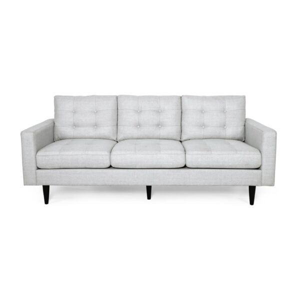 Jenny - Contemporary Tufted Fabric 3 Seater Sofa - Light Gray
