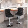 Swivel Velvet Barstools Adjusatble Seat Height From 25-33", Modern Upholstered Chrome Base Bar Stools With Backs Comfortable Tufted For Home Pub And Kitchen Island (Set of 2) - Black - Image 15
