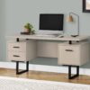 Computer Desk For Home Office, Laptop, Left, Right Set - Up, Storage Drawers, Contemporary & Modern - Taupe / Black - Image 3