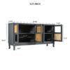 Retro Industrial Gray 4 Door Sideboard With Large Storage, Rattan And Glass Doors - Antique Dark Gray / Rattan - Image 3