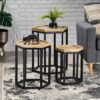 Modern Industrial End Table (Set of 3) - Black / Natural - Image 4