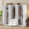 6 Doors Wardrobe Storage For Bedroom With Big Drawers - White - Image 13