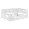 Wooden Full Size Daybed With Twin Size Trundle, Daybed With Storage Shelf And USB Charging Ports - White - Image 5