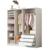 Doorless Storage Wardrobe For Dedroom With Shelves And 3 Drawers - White - Image 13