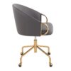 Claire - Contemporary / Glam Task Chair - Gold / Gray - Image 2