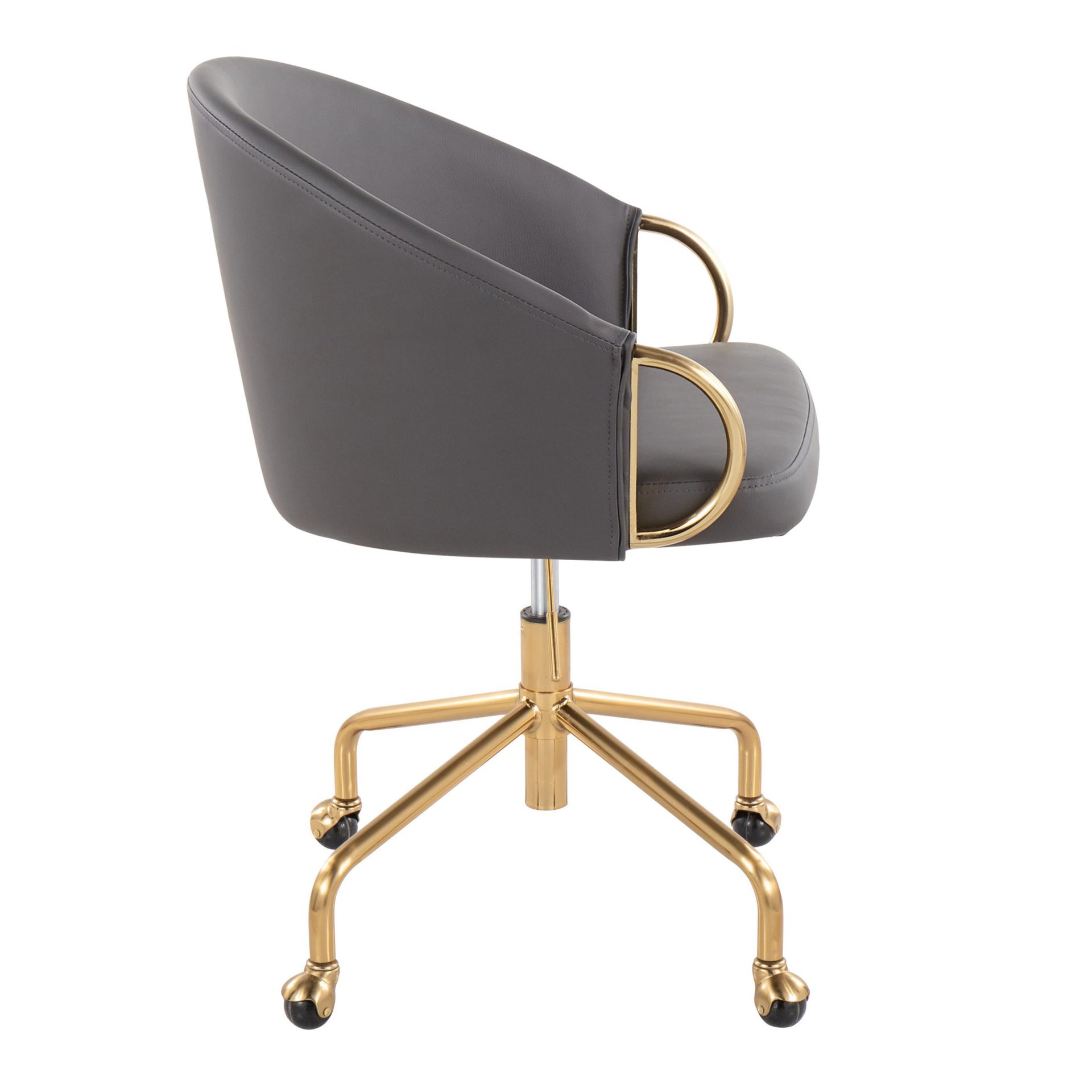 Claire - Contemporary / Glam Task Chair - Gold / Gray - Image 2