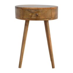Nordic Circular Shaped Bedside Table - Oak