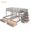 Full Over Twin & Twin Classic Triple Bunk Bed With Drawers And Guardrails - Gray - Image 18