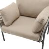 Modern Iron Lounge Chair Set With Rope Weave And Plush Cushions For Indoor Outdoor Relaxation - Beige / Gray - Image 10