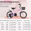 Fkznpj - 16" Sporty Kids Bike With Training Wheels And Stand Adjustable Saddle Suitable For Boys And Girls Aged 4 - 8 Years Tall Height 41 - 46" Available In A Variety Of Colors - Pink - Image 5