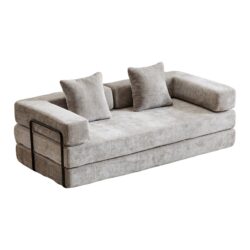Floor Couch, Compression Sofa, Convertible Floor Sofa Bed & Pillow Back Support Armrest - Light Gray
