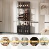 82.7" Industrial Standing Wine Rack With Glass Rack Tall Freestanding Floor Bar Cabinet - Walnut / Black - Image 10