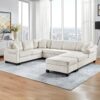Contemporary U Shaped Sectional Sofa With Movable Storage Ottoman - White - Image 11