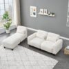 Teddy Fleece Creative Sofa Can Be Assembled Into A Two-Seater Sofa Plus A Single Couch With Three Waist Pillows To Perfectly Stretch Your Waist For Small Apartment Bedroom Spaces - Beige - Image 5