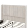 King Size Luxurious Corduroy Upholstered Bed Frame With Vertical Stripe Wingback Headboard And High Footboard - Light Gray - Image 9