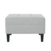 Classic Ottoman With Cushioned Top And Birch Wood Legs - Gray - Image 5