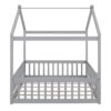 Full Size Bed House Bed Frame With Fence - Gray - Image 2