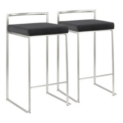 Fuji - Contemporary, Stackable Counter Stool (Set of 2) - Black